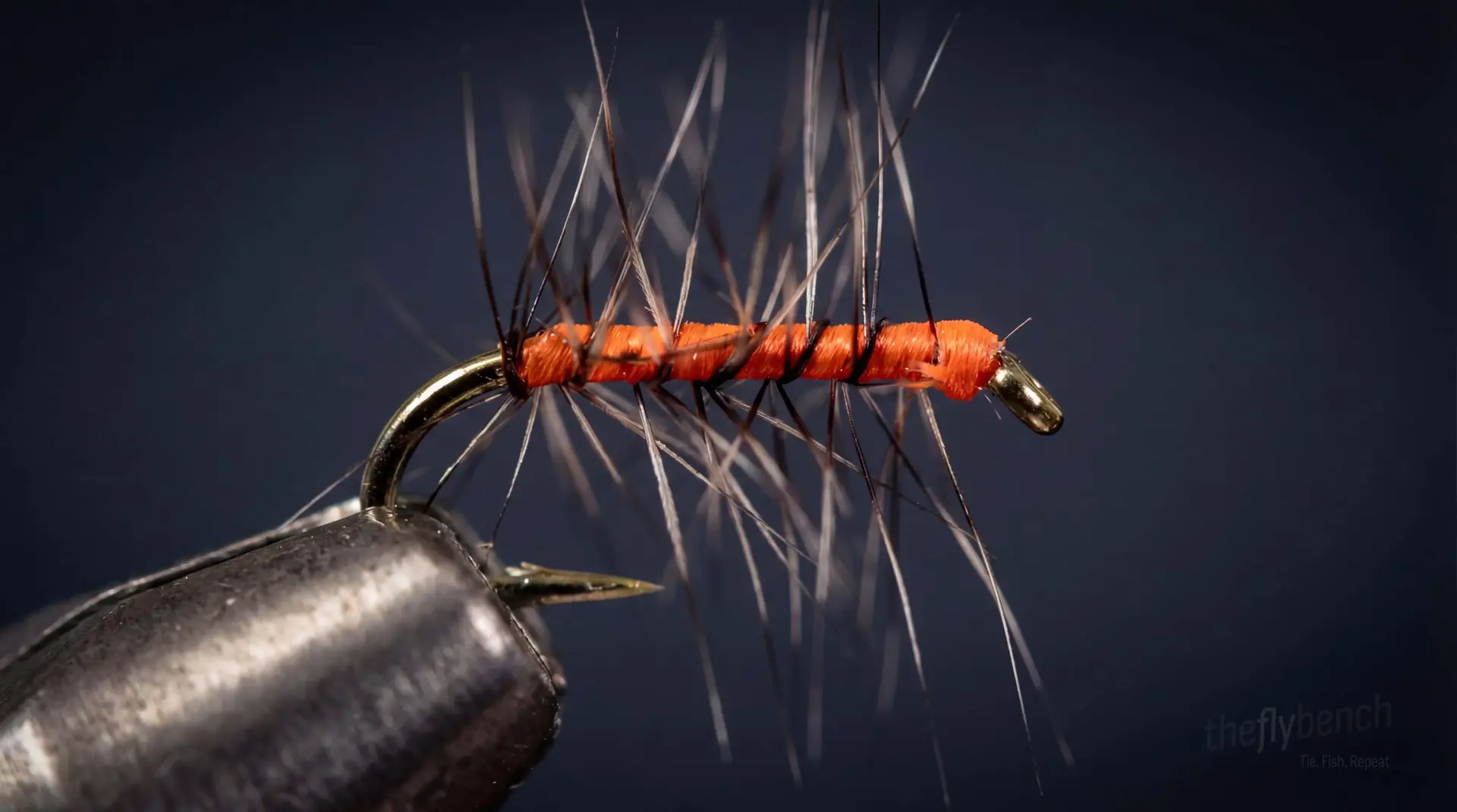 Orange Asher fly pattern - imitates Mayflies tied for Trout
