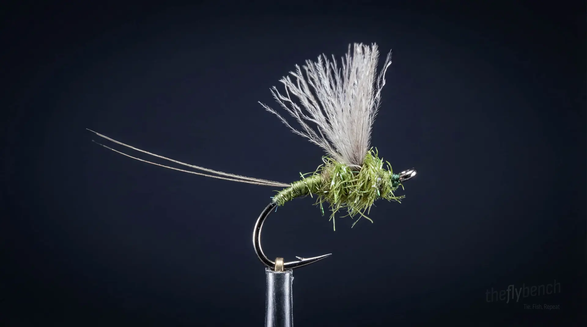 Upright Baetis Dun fly pattern - imitates Blue-Winged Olive tied for Trout