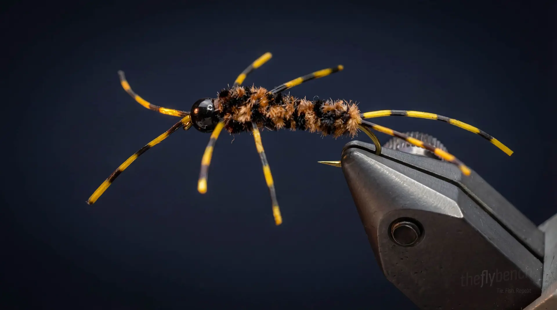 Pat's Rubber Leg Stone Variation fly pattern - imitates Stonefly Nymphs tied for Trout