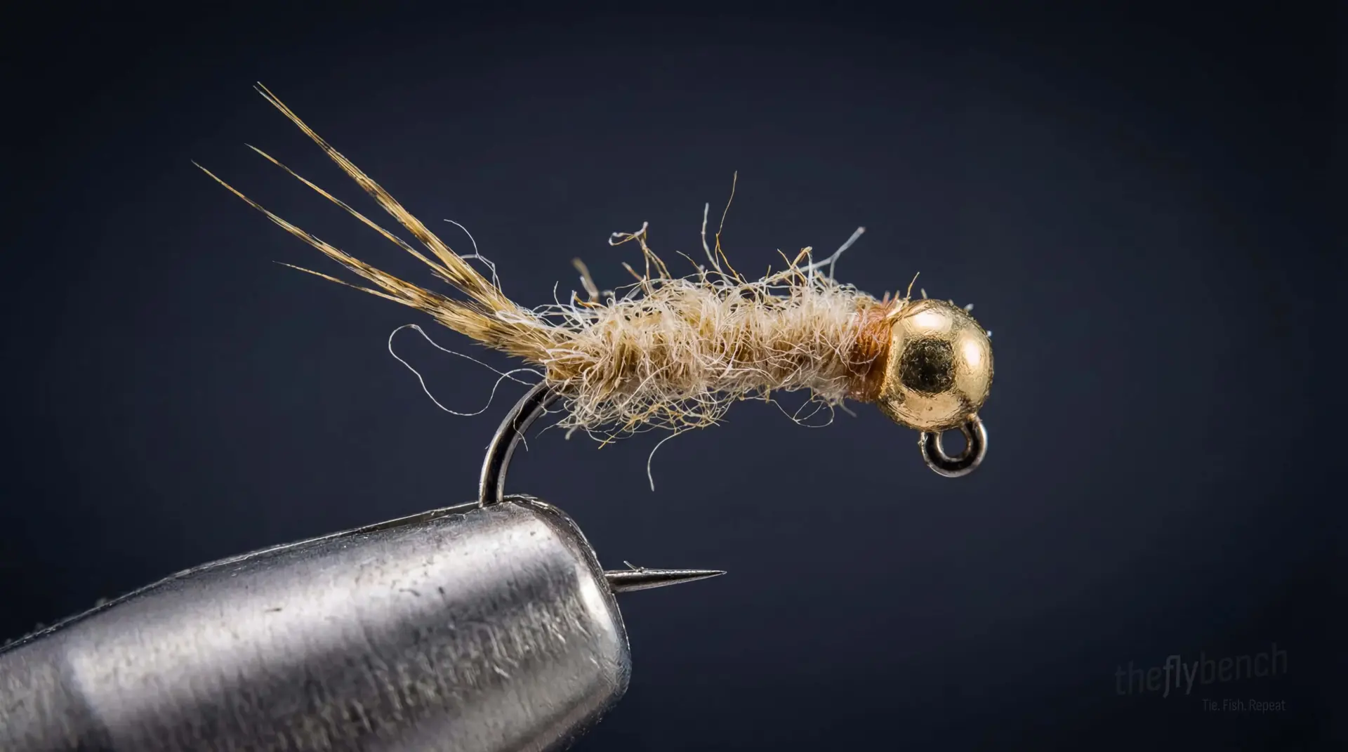 Peaches and Cream Euro Nymph fly pattern - imitates Mayfly Nymphs tied for Trout