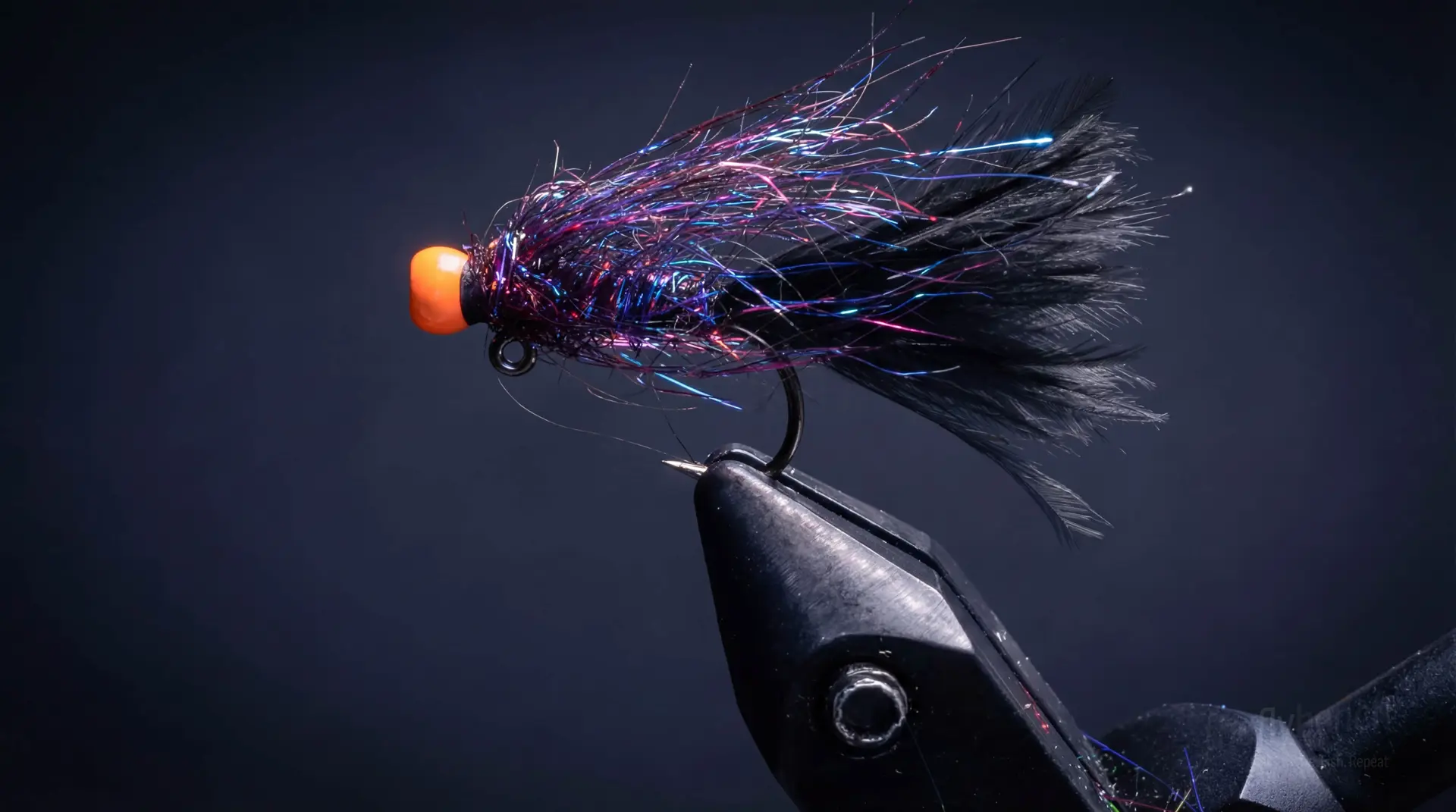 Micro Midnight Fire Balanced Leech fly pattern - imitates Leeches tied for Trout