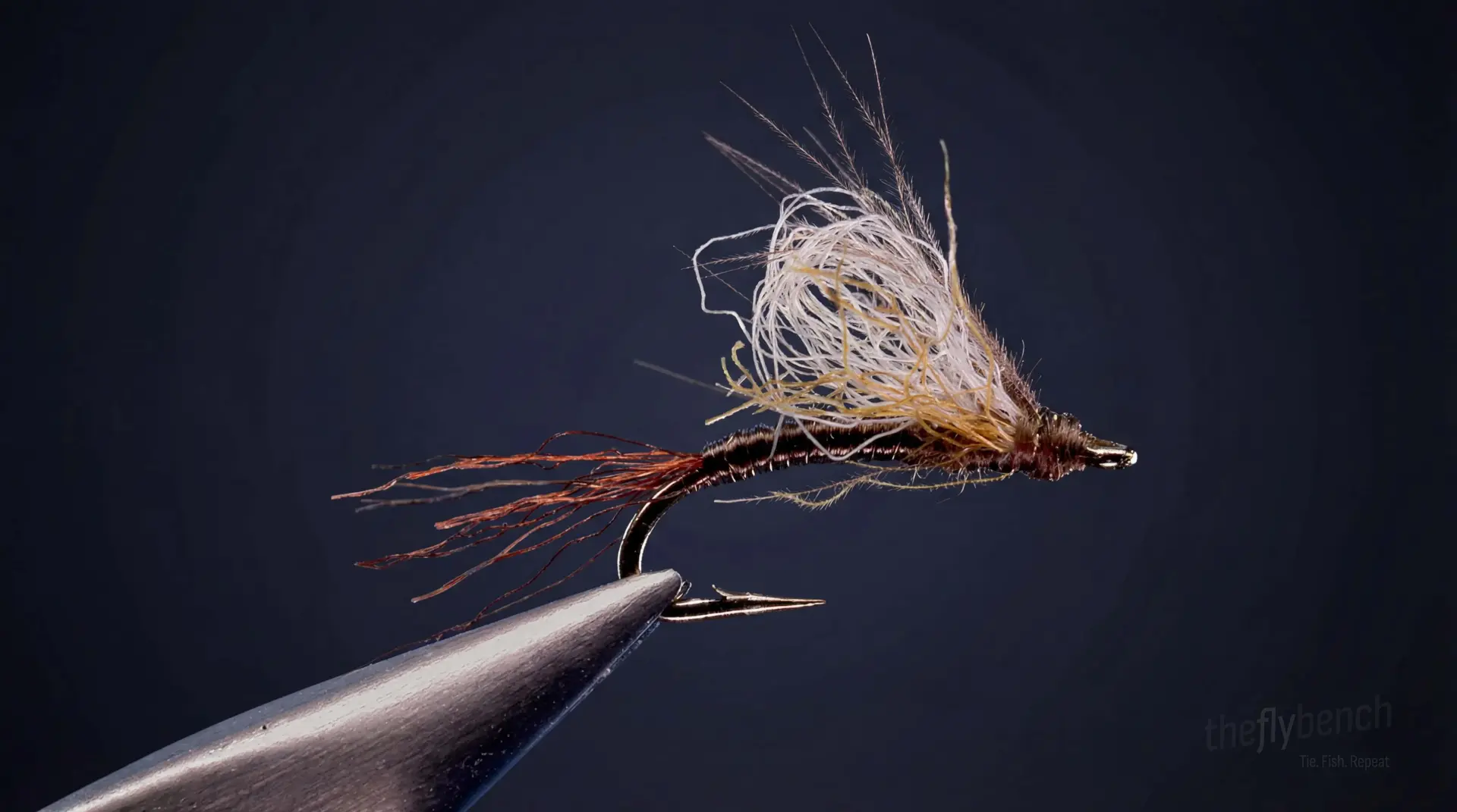 Tak's Baetis Emerger fly pattern - imitates Baetis tied for Trout