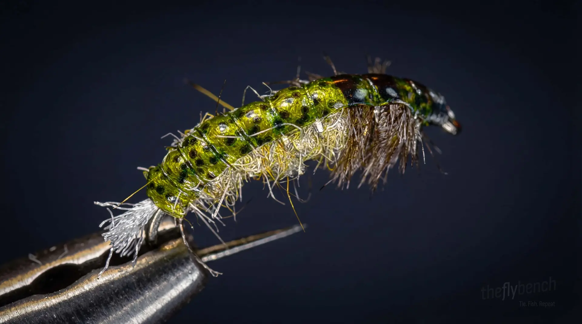 Barr's Net Builder fly pattern - imitates Caddis Larvae tied for Trout