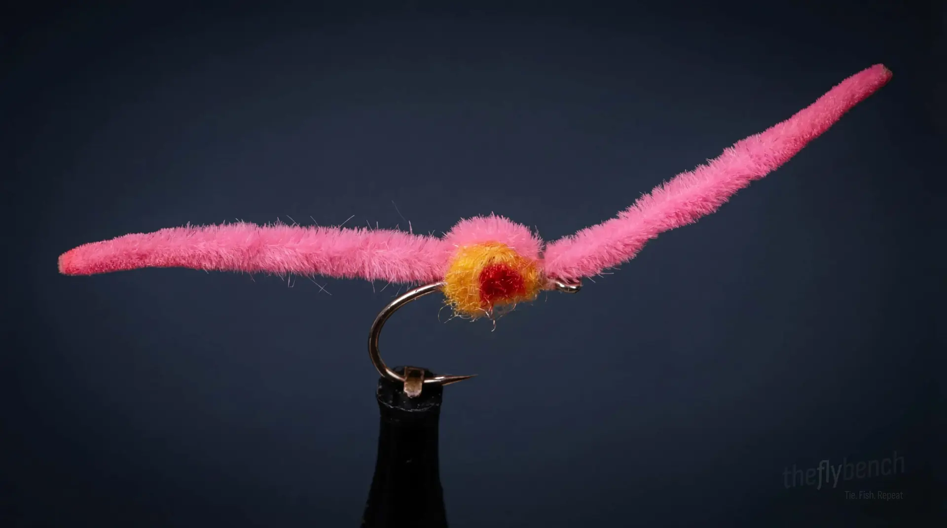 Infamous Pink Worm fly pattern - imitates Aquatic Worms tied for Trout