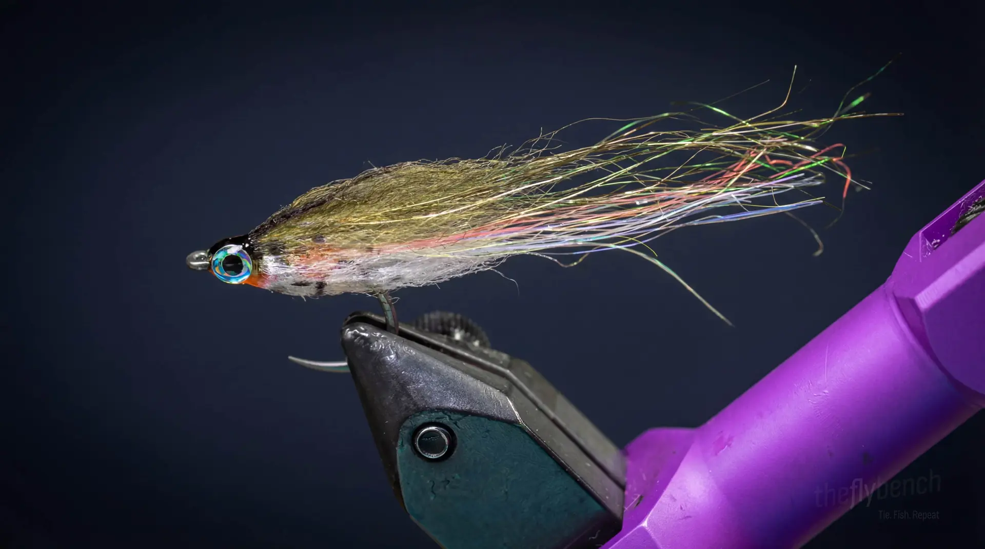 Baby Rainbow Ghost Minnow fly pattern - imitates Baitfish tied for Bass, Pike, Muskie, Trout, Panfish