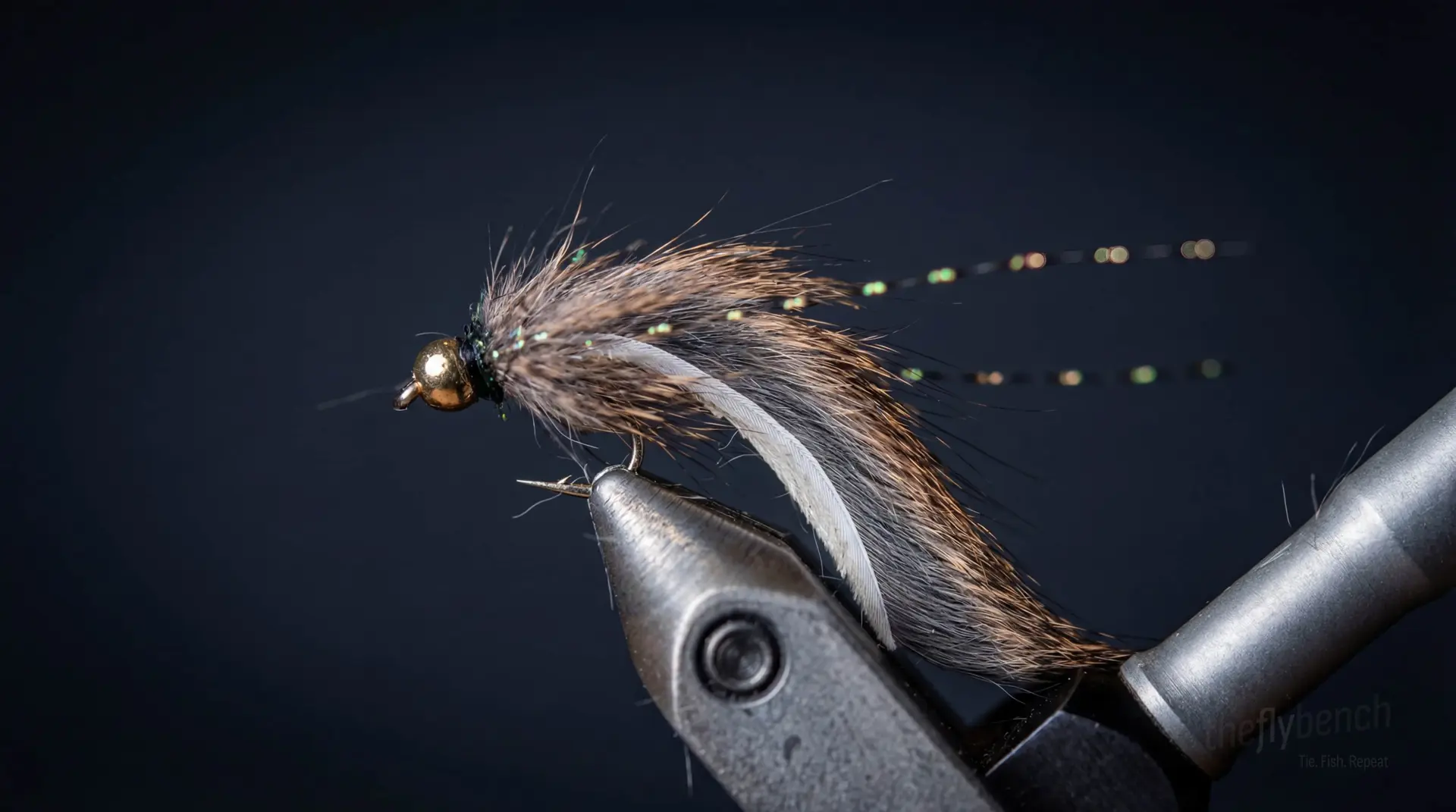 Pine Squirrel Leech Micro Streamer fly pattern - imitates Leeches, Baitfish tied for Trout
