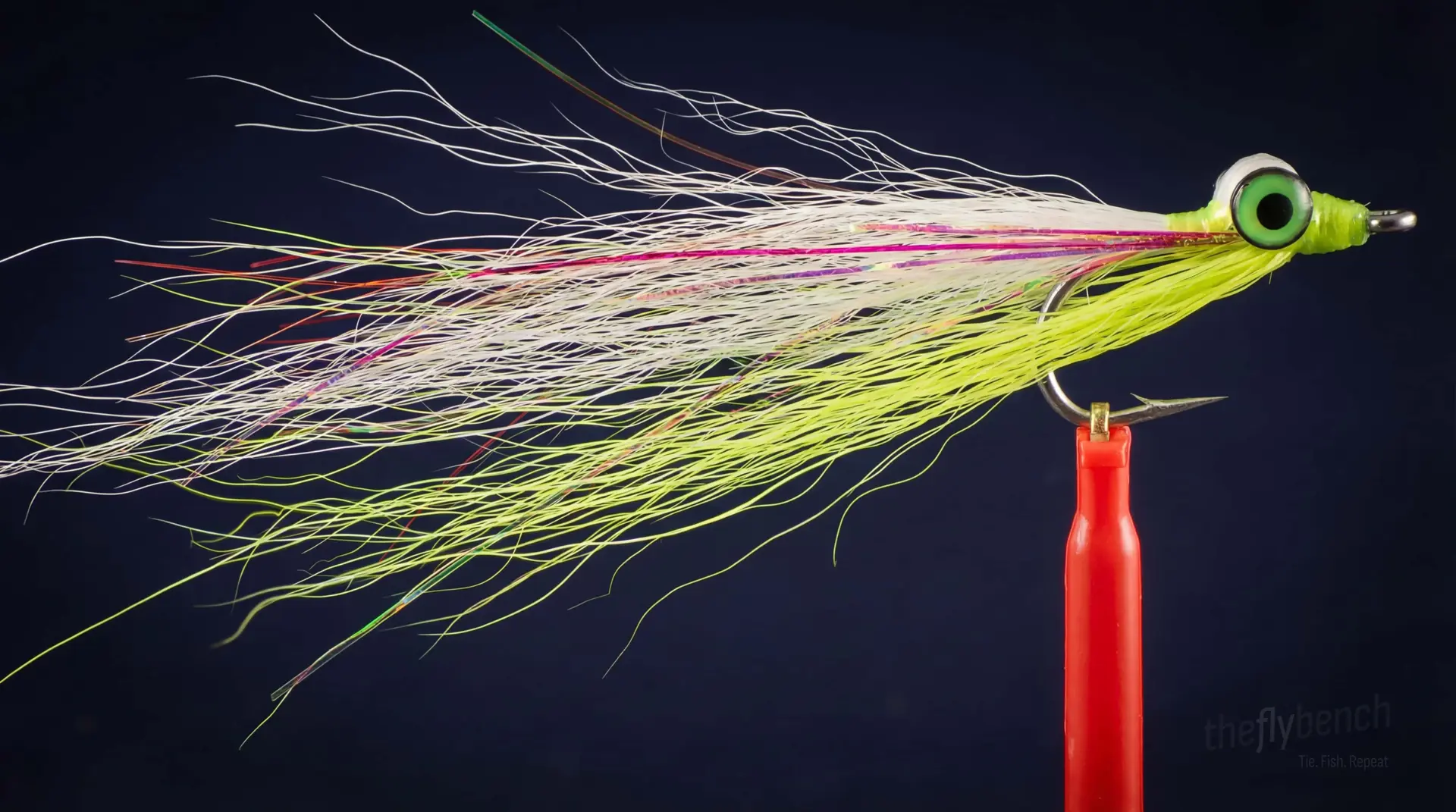 Clouser Minnow fly pattern - imitates Baitfish tied for Bass, Trout, Steelhead