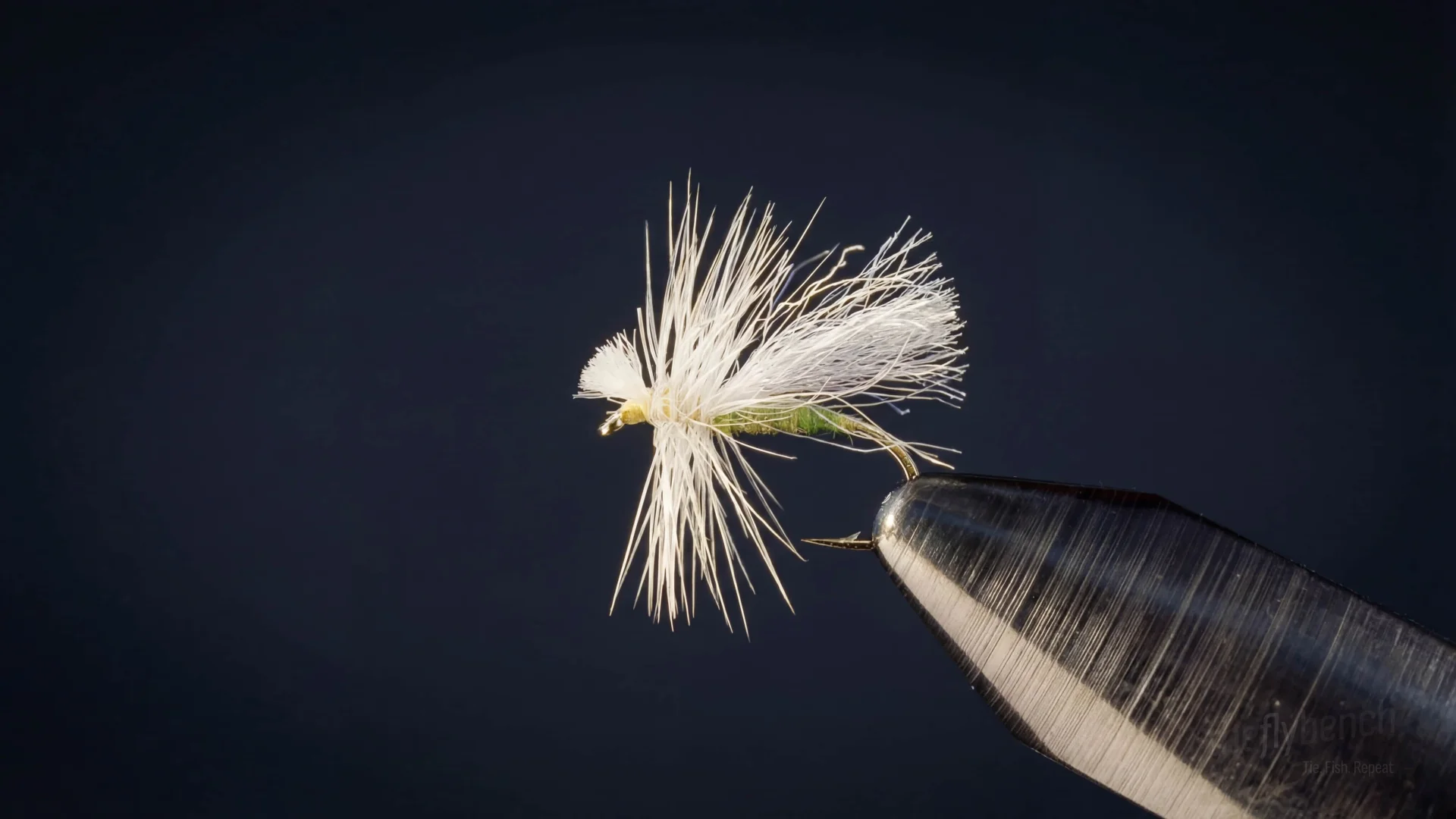 Fluttering White Miller fly pattern - imitates Caddis tied for Trout