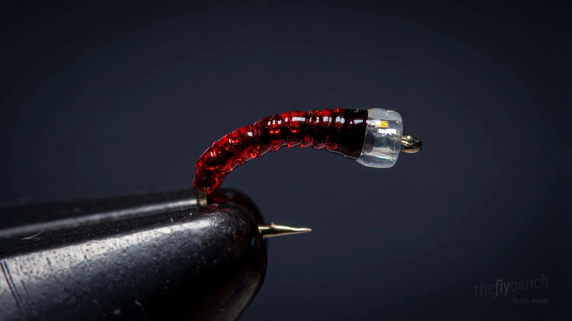 Red and Black Midge fly pattern - imitates Midges tied for Trout