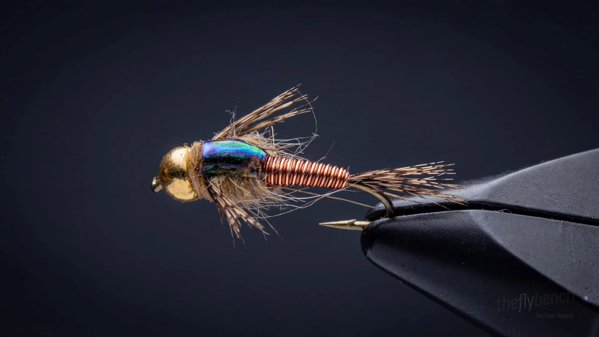 Barr's Hare Copper fly pattern - imitates Mayfly Nymphs, Caddis Larvae tied for Trout