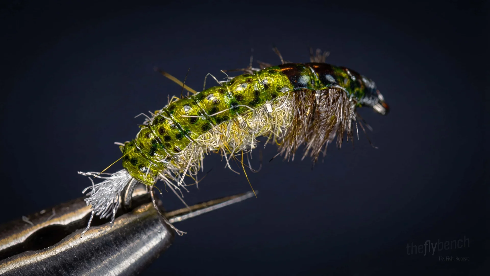 Barr's Net Builder fly pattern - imitates Caddis Larvae tied for Trout