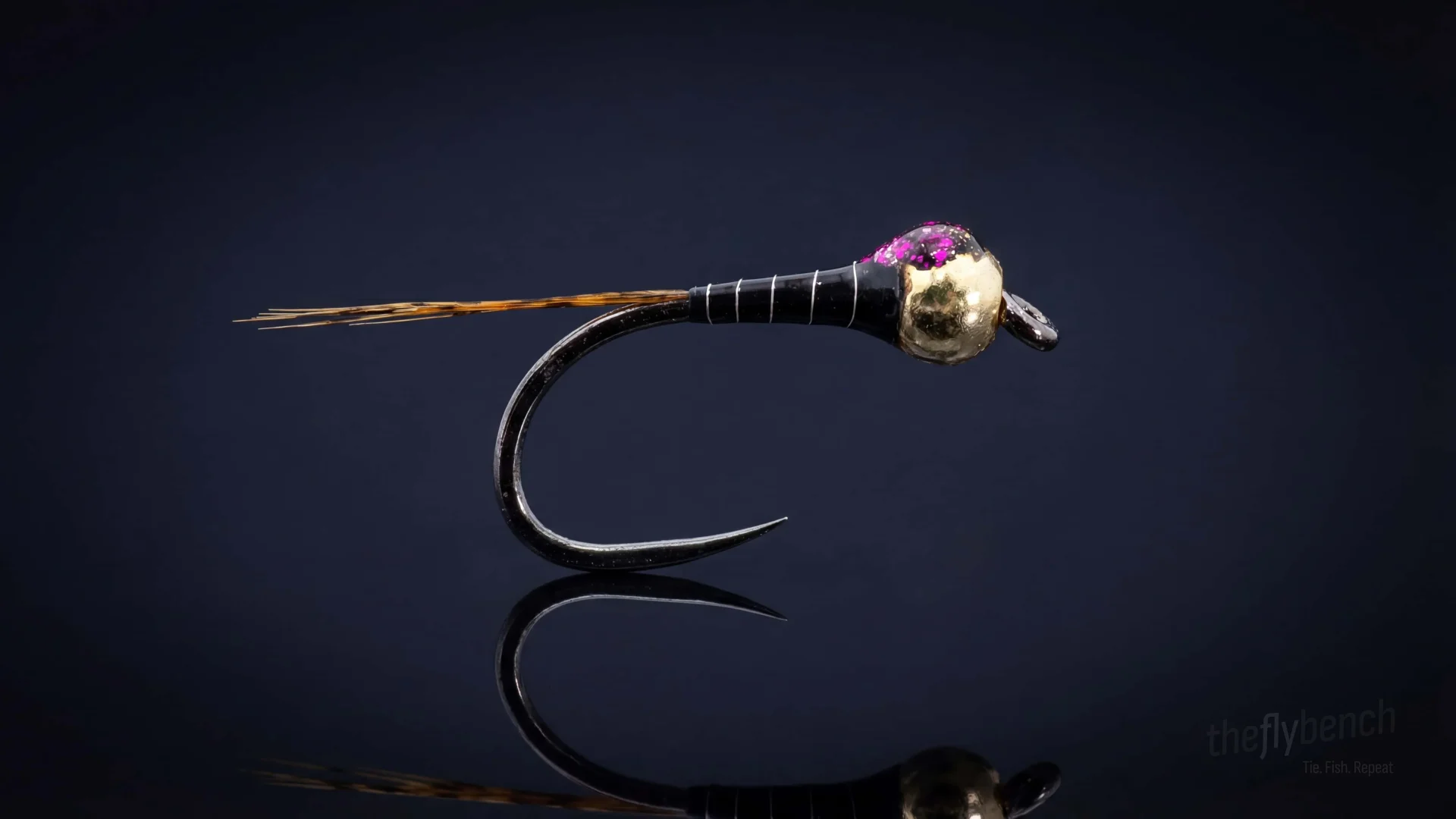 Perdigon Zebra Midge fly pattern - imitates Midges tied for Trout