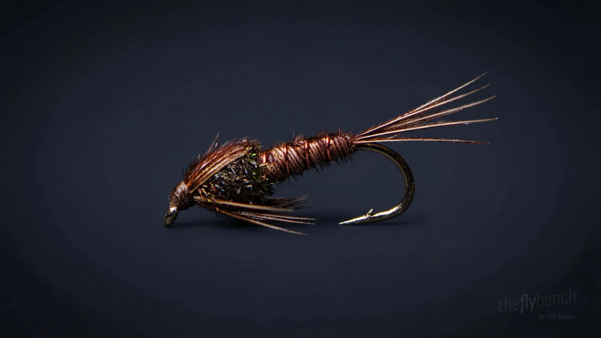Pheasant Tail fly pattern - imitates Mayfly Nymphs tied for Trout