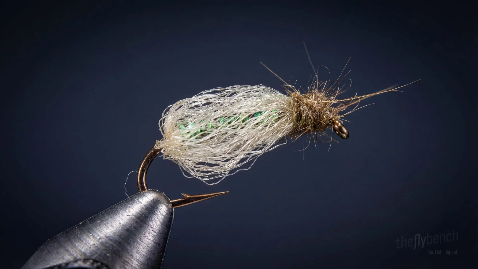 Sparkle Pupa fly pattern - imitates Caddis Pupae tied for Trout